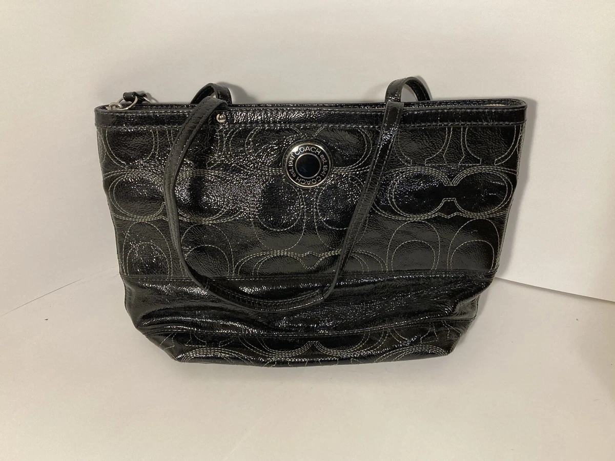 Black coach purse online with silver c's