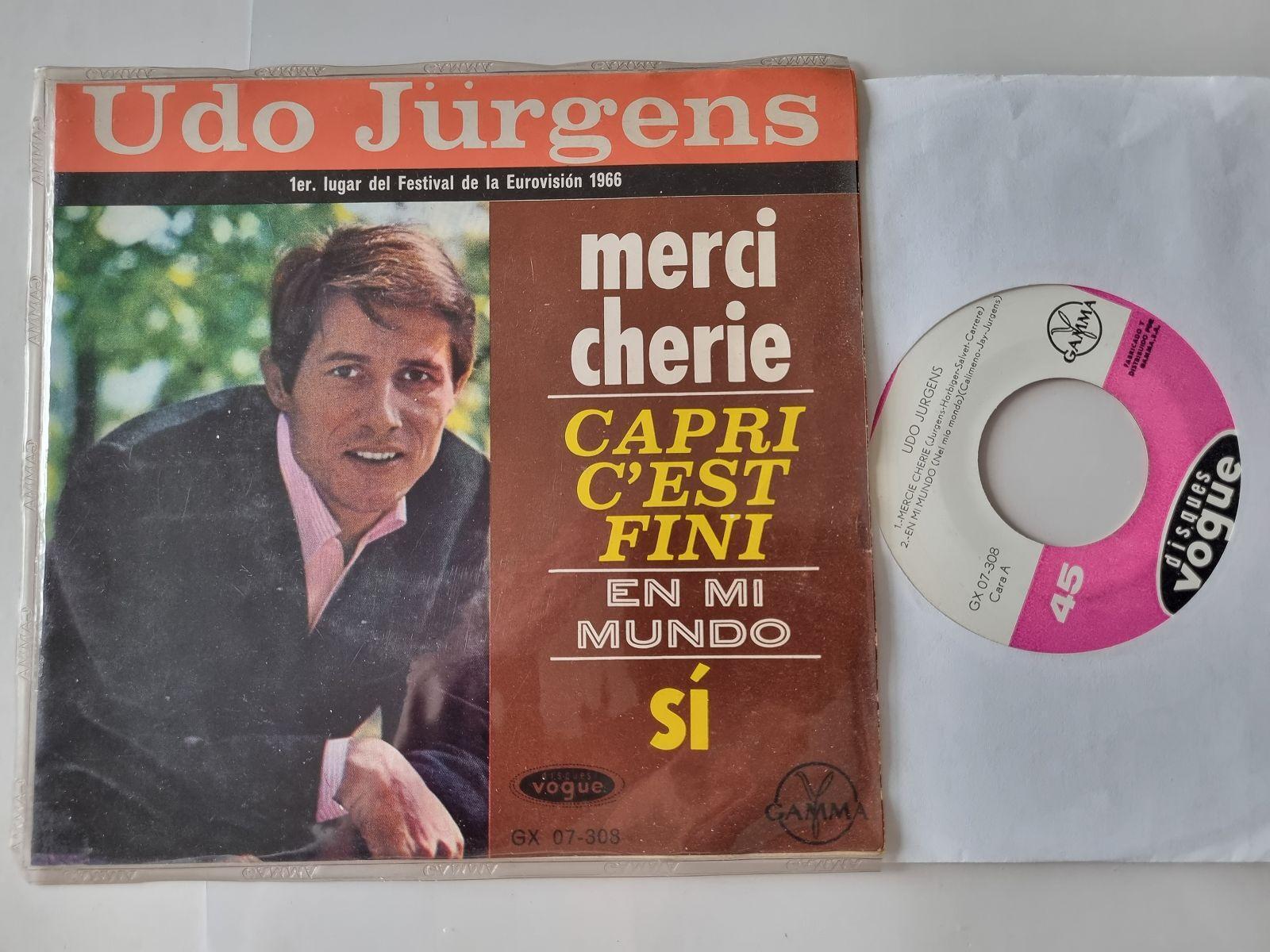 Udo Jürgens - Merci Cherie 7'' Vinyl Mexico SUNG IN ITALIAN & FRENCH