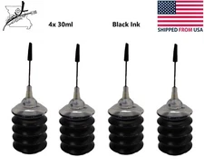 4x 30ml Ink Jet Black Ink Easy Refill Squeeze Bottle Non Toxic Universal Epson 