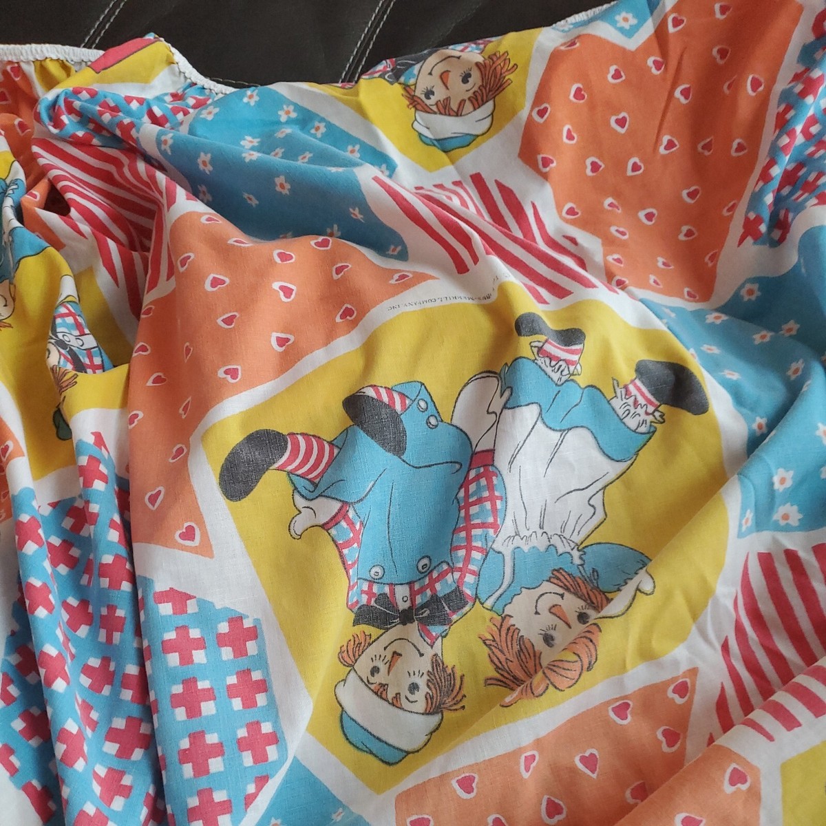 70s ラガディアン&アンディ　フラット生地シーツ アメリカUSAヴィンテージ VINTAGE 1970s RAGGEDY ANN & ANDY Twin FLAT and Fitted Sheets Set
