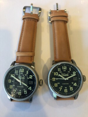 Szanto 1100 Series Black Dial SS Brown Leather Vintage-Inspired Military  Watch