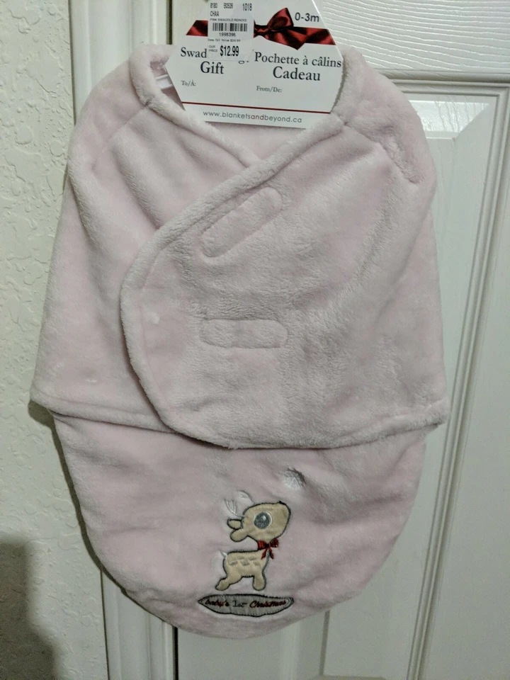 Mantas de bebé 1ª Navidad niña y más allá rosa esponjoso pañal para bebé talla 0-3 Foto 2 de 4