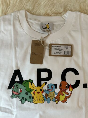 NWT APC Pokemon White T-Shirt Size 3XL 26” PTP Loose Fit 100% Authentic.