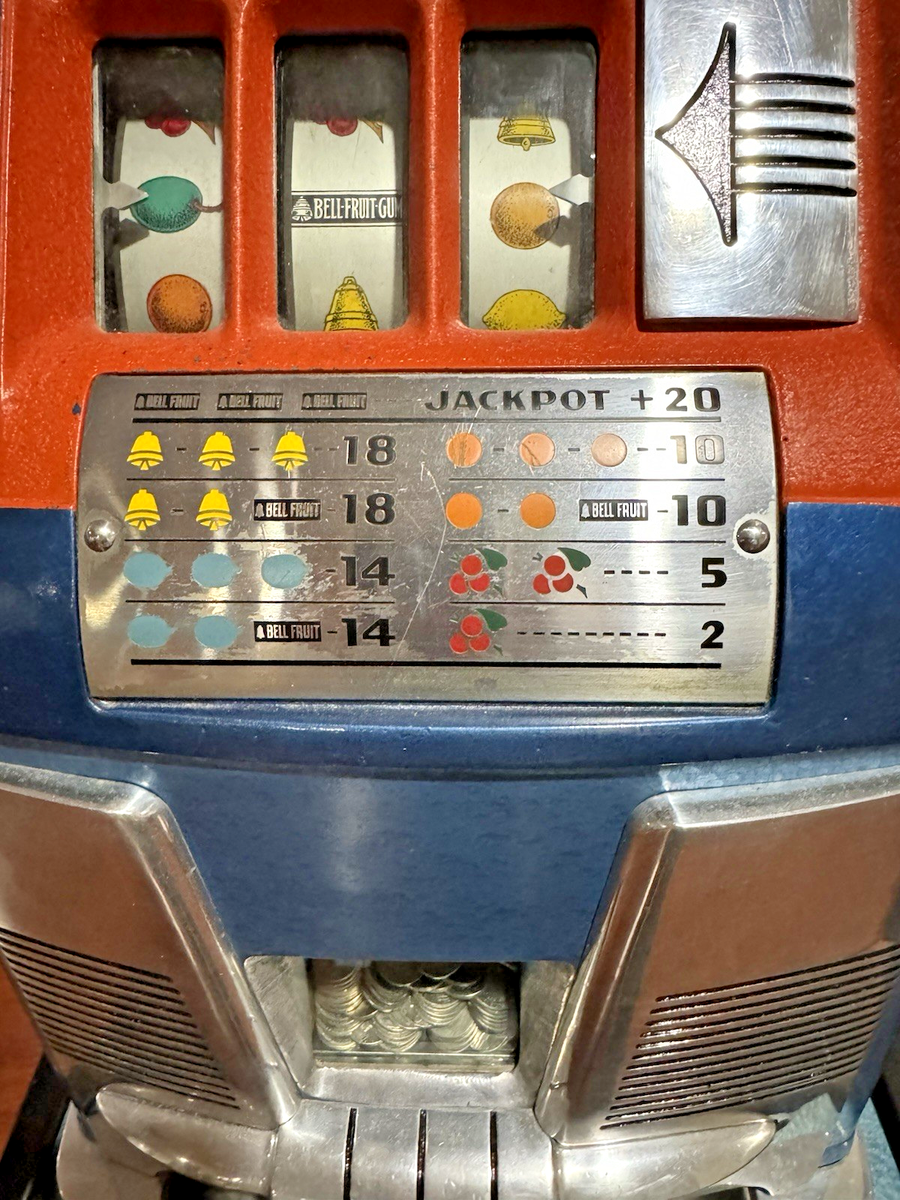 Mills Blue Bell 5 Cent 1940's Slot Machine Watch Video, stand