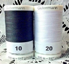 NEW Black & White GUTERMANN 100% polyester thread 547 yard Spools 