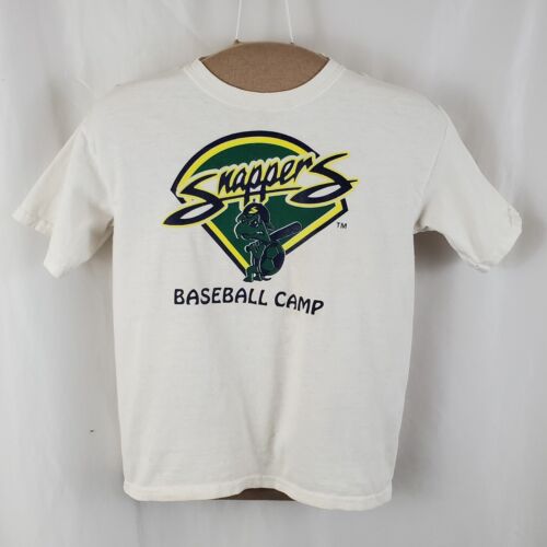 Camiseta pequeña Beloit Snappers campamento de béisbol juvenil blanca algodón MiLB, Sky Carp