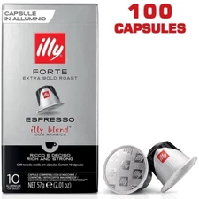 100 ILLY Forte Extra Dark Roast Espresso Coffee Capsules Nespresso Original Line