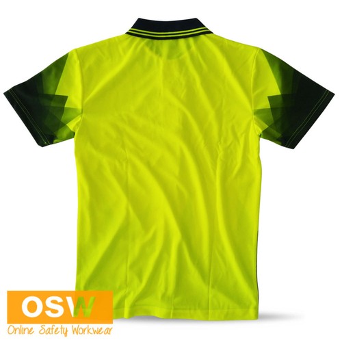 5 x Hi Vis Work COOL DRY Safety Sublimated Tradies Short Sleeve Polo Shirts - Picture 3 of 5