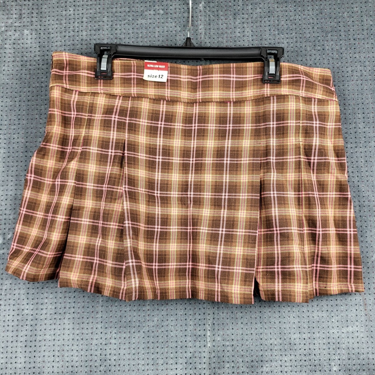 Old Navy Brand Pleated Mini Skirt Women's Size 12 Brown Pink Plaid