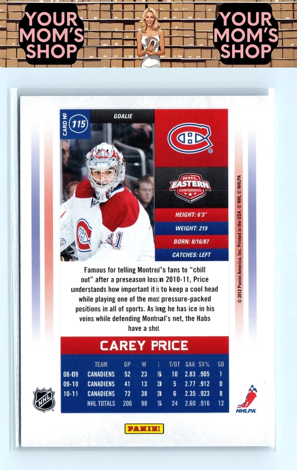 2011-12 Panini Contenders #115 Carey Price #/999 - Image 2 of 2