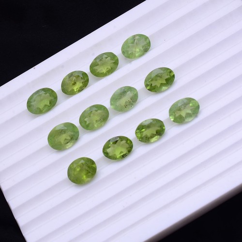 12 Stück Peridot Natürlich Unbehandelt 9.40mm-10.49mm Oval Schliff Riesiges Lose - Bild 3 von 11