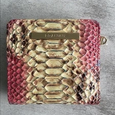 Brahmin Jane Melbourne Pink All Over Snake Genuine Leather Billfold Med Wallet
