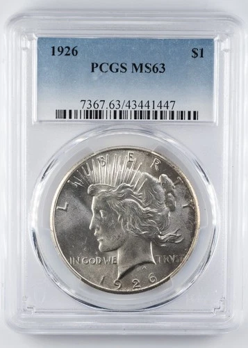 Certified 1926 Peace Dollar PCGS MS63 Silver $1