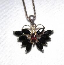 Italy Sterling Silver Gemstone Butterfly Pendant Necklace ETC11028