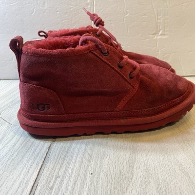 UGG Australia Neumel II Boots Big Kids Girls 6 Red Suede Fur Lined Ankle