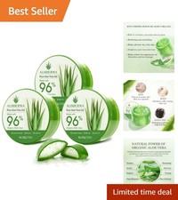 96% Pure Organic Aloe Vera Gel - Hydrating Moisturizer for Skin & Hair, 3-Pack
