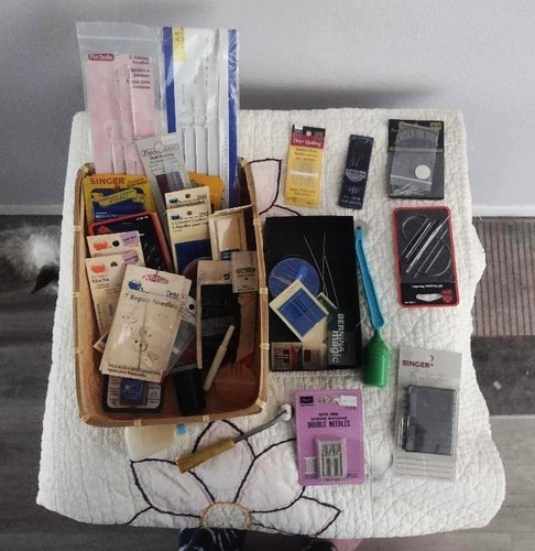 Huge Lot over 120 Needles & Sewing Accessories Some sealed packs Used and New