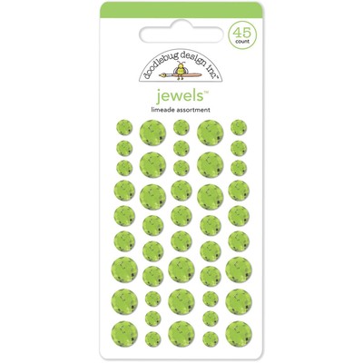 Doodlebug JEWEL-3507  Adhesive Jewels 6mm, 8mm & 10mm 45/Pkg-Limeade (3Pk)