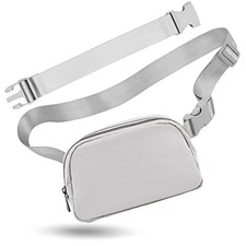 Belt Bag with Extender Strap 65'', Plus Size Fanny Pack Crossbody Gray  strap