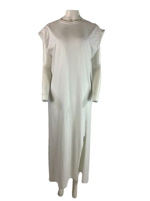 HALFBOY Sz M Maxi Pullover Shirt Dress White Cotton Casual Pullover Italian   AN