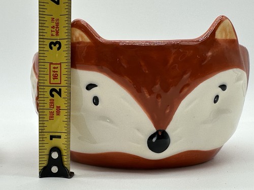 Piatto caramelle e ciotola volpe in terracotta volpe invernale dipinto a mano 3D - Foto 6 di 9