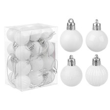 24Pcs White 1.18" Christmas Balls Shatterproof Ornaments Balls