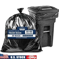 Heavy Duty Trash Bags 55 Gallon Star Seal Black Garbage Liners Commercial Use