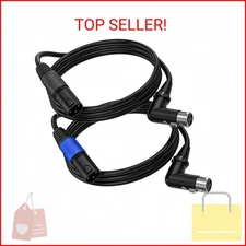 LanSenSu Right Angle XLR to Straight XLR Plug Cable, 90-Degree Female to Straigh