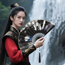 Portable Bamboo Folding Fan Double-sided Printing Dance Chinese Classic Handmade