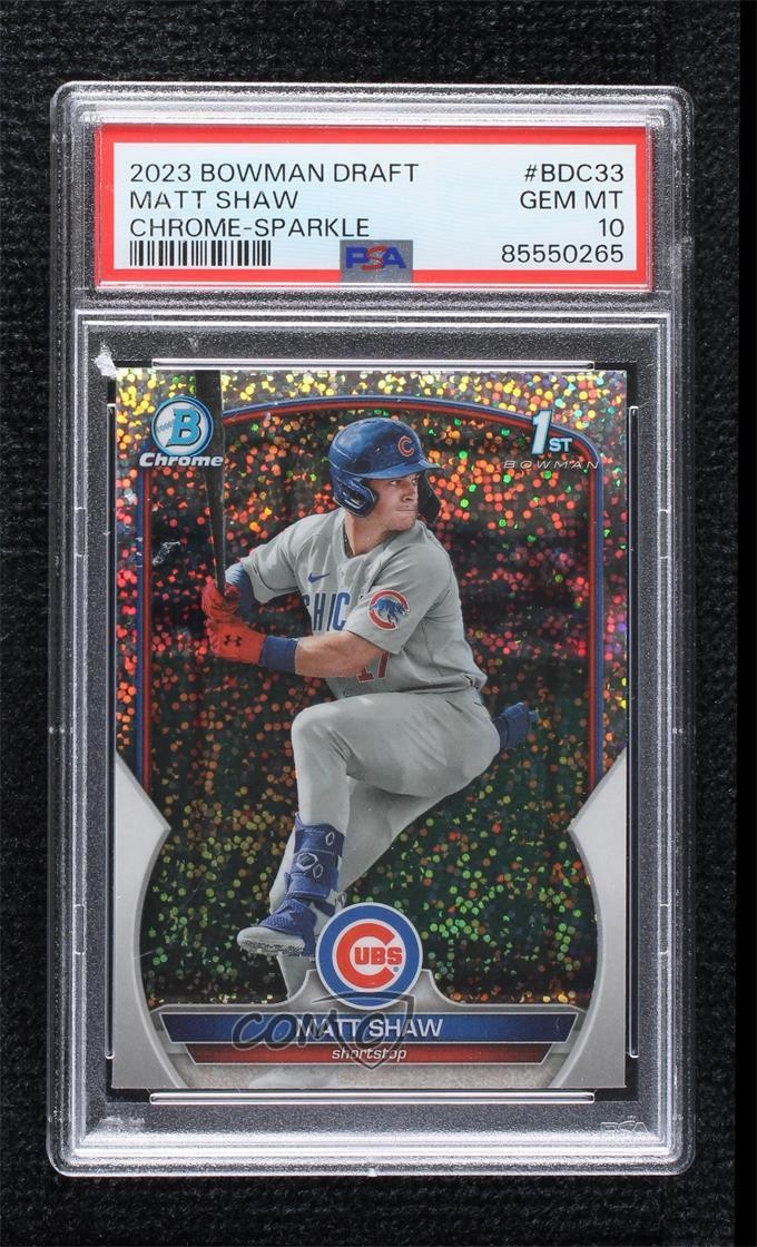 2023 Bowman Draft Chrome Sparkle Refractor Matt Shaw #BDC-33 PSA 10 GEM MT b4d