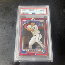 2024 Bowman Chrome Wyatt Langford TRUE Red Rookie /5 Rangers PSA 10