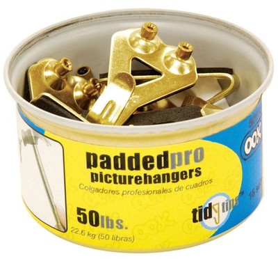 OOK 50616 50 lbs. Brass Plated Padded Professional Picture Tidy Tins Hangers