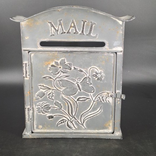 Farmhouse Mail Embossed Metal Wall Mount Mailbox Distressed Gray 10.5" x 12.25"