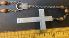 Vintage Missionhurst Catholic Rosary Silver Tone & Brown Wood Beads Italy — photo 4
