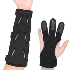 Archery Lightweight Finger Tab Gloves & Arm Guard Adjustable Arm Protector