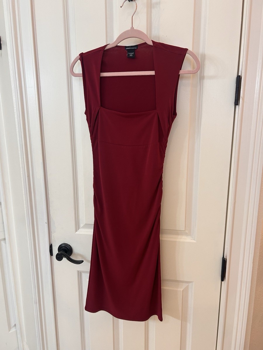 Moda International Midi Sheath Dress Size S Burgundy Moda International Midi Sheath Dress Size S Burgundy