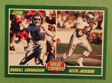 1989 Score Football Randall Cunningham & Keith Jackson #281 M Philadelphia
