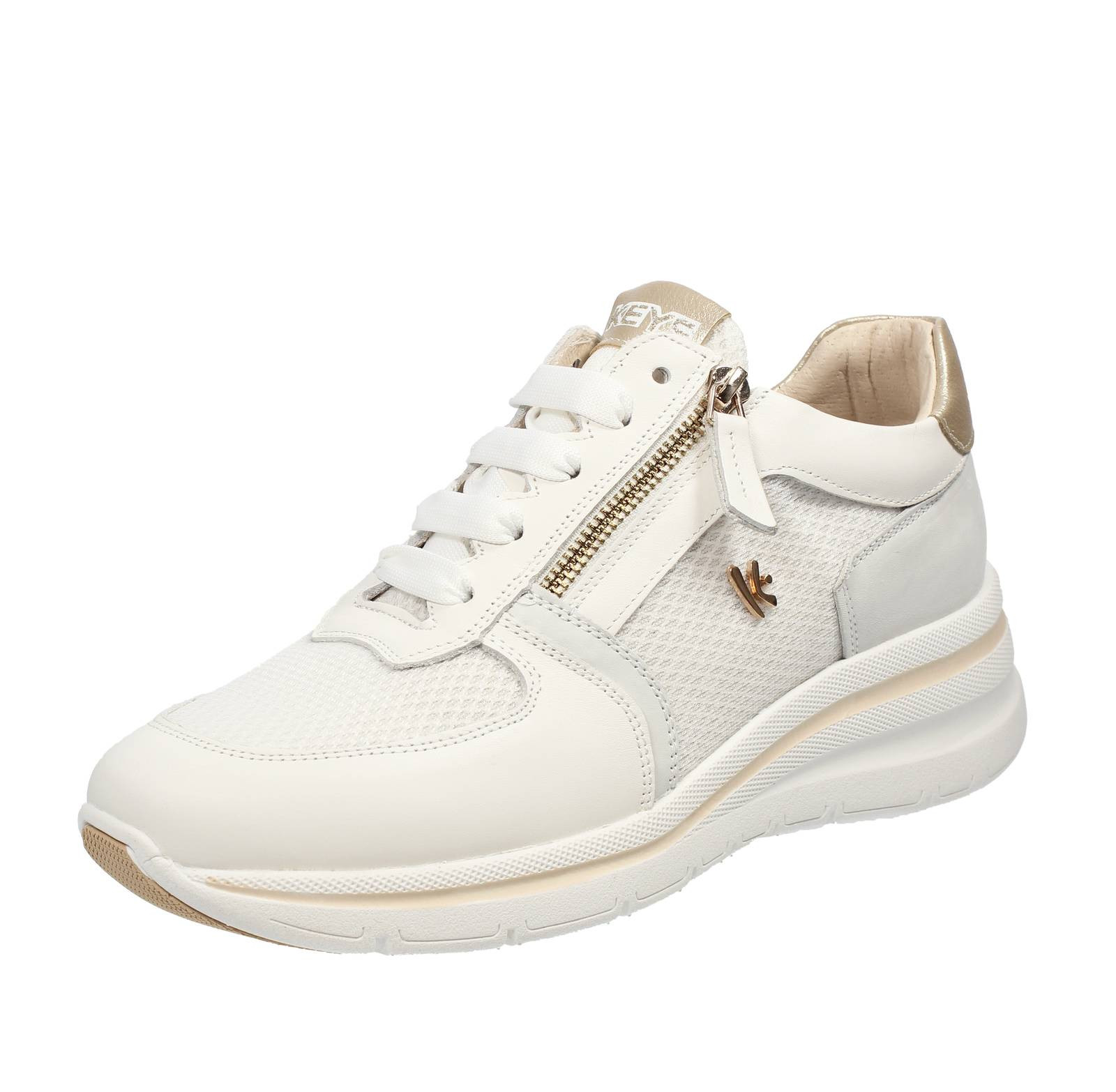 Кроссовки Keys от Pelle Con Zeppa Bianco - Taglia 37 [24 см] Scarpe Donna Casual