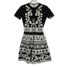 ALEXANDER McQUEEN 461069 Black Flower Knit Dress dress XS Black x white