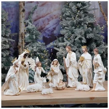 Zayton Nativity Set Christmas Indoor 11 Pcs 12 inch Scene Statue Figurines Je...