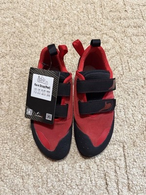 Climb X Rave Racing Climbing Shoes Sz US 7.5/ EUR 40 Rock Strap Red Hemp Lining