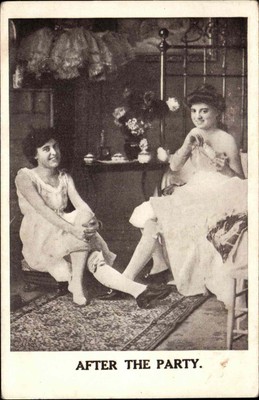 Pretty Women Tea Party ''After the Party'' Vintage Postcard