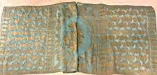 Gorgeous Thai Silk Dupatta Light Blue w/Gold Meenakari Floral Embroidery 80"x22"