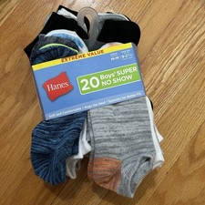 Hanes Socks Boy s Super No Show 20 Pairs Medium