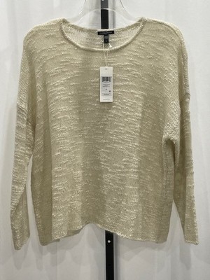 NWT! $278 Eileen Fisher 1X 'Softwhite' Off White Crew Nk Swtr Top Mohair Blend