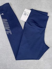 NWT Nike Dri-FIT One Women's Mid-Rise 7/8 Graphic Leggings Navy Blue Size XS