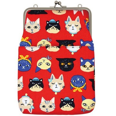 Ripple Japan Kiss Lock 2Way Phone Shoulder Bag Crossbody Bag - Cats Red