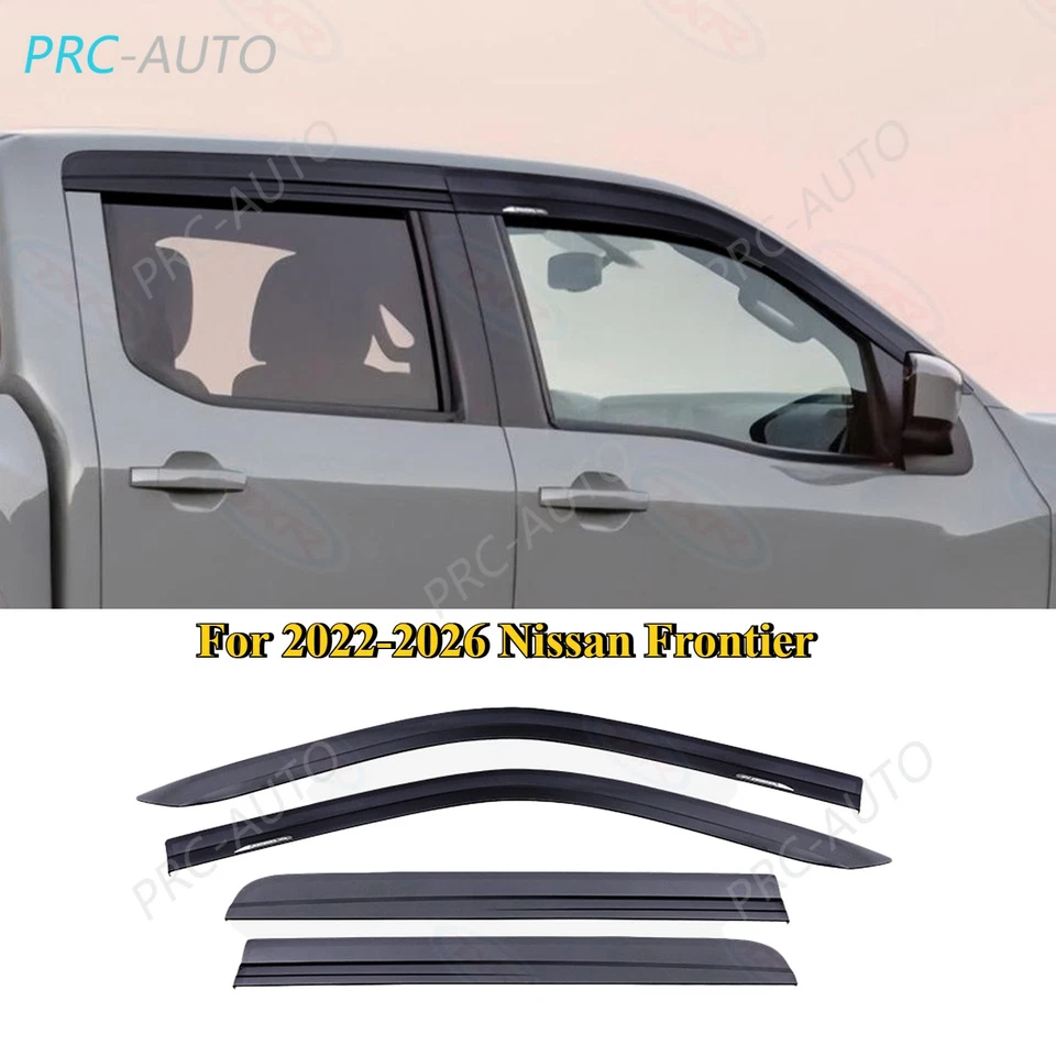 Black Window Visors Deflectors Rain Sun Guards For 2022-2026 Nissan Frontier - Image 2 of 4