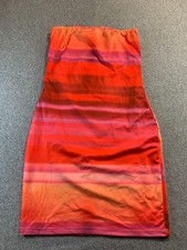 Shein Mini Dress Women's Large Orange Striped Strapless Bodycon Summer Vacation