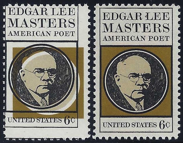 1405 - 6c Huge Black Color Shift Error / EFO Edgar Lee Masters Poet Mint NH (S7)
